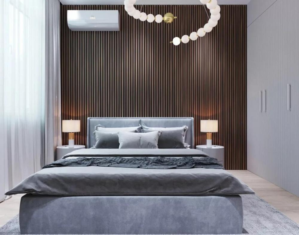 Акустическая панель, черный войлок, 2750х600х19мм, рейки МДФ дуб Старинный натуральный